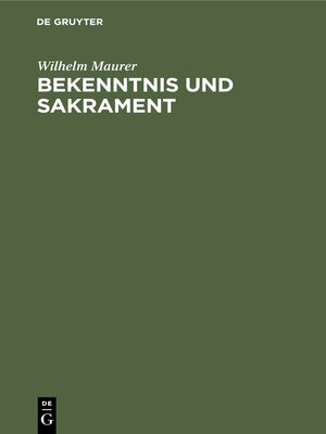 cover image of Bekenntnis und Sakrament